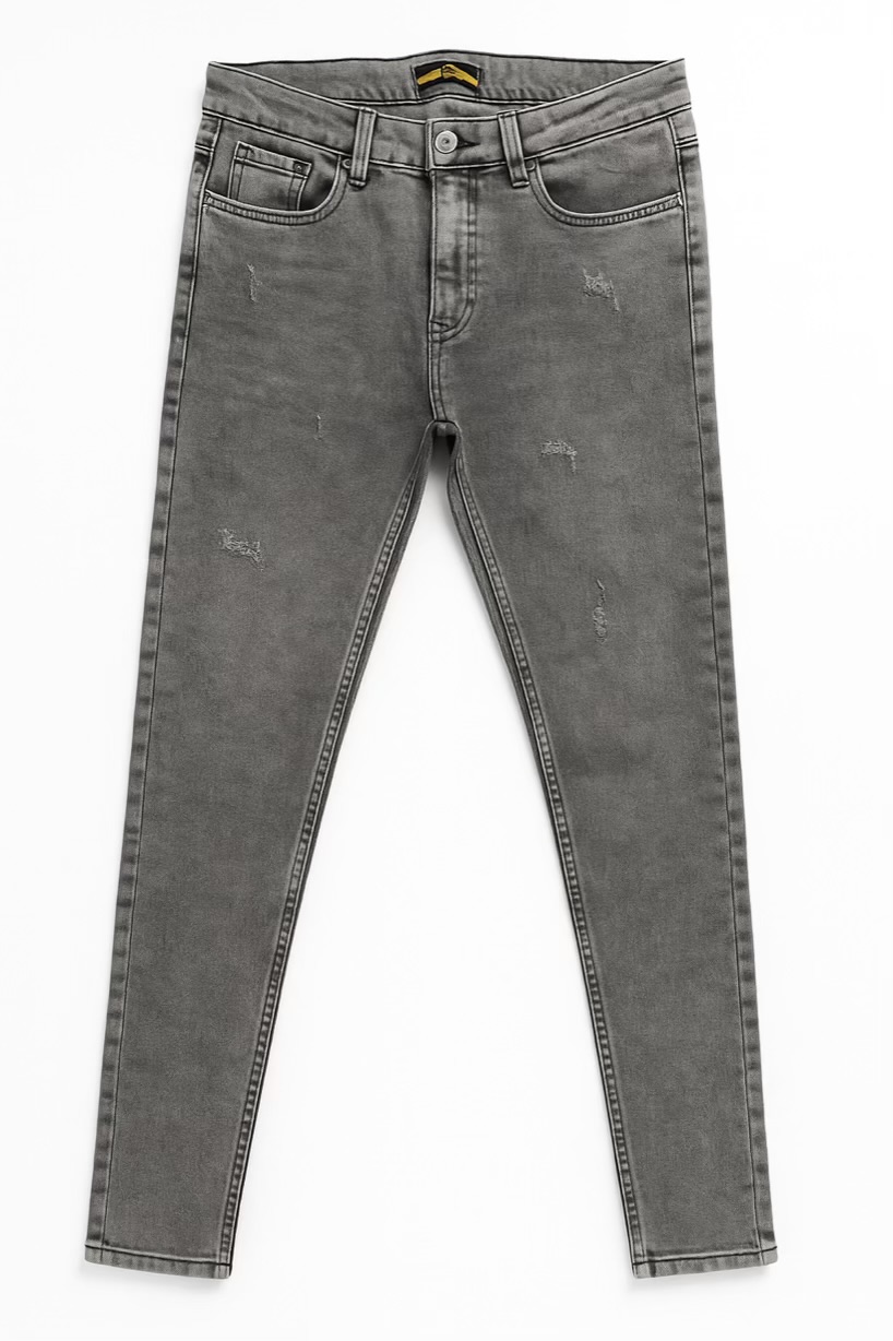 شلوار لی مردانه اسلیم فیت رنگ طوسی روشن سایز ۴۰ تا ۴۸، دوخت تمیز و جنس پنبه‌ای راحت – مناسب استایل روزمره و نیمه‌رسمی