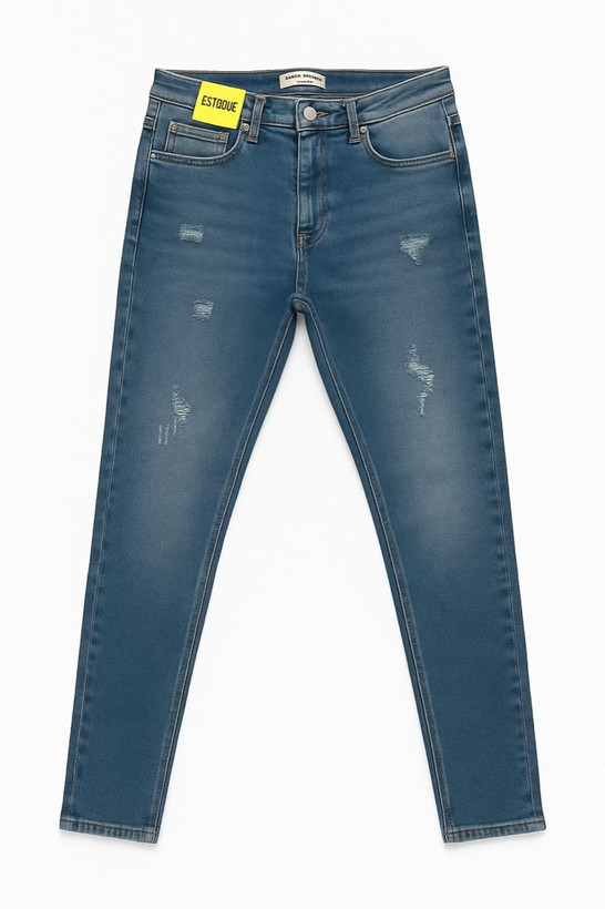 شلوار لی مردانه اسلیم فیت رنگ آبی، سایز ۴۰ تا ۴۸، جنس پنبهای با کشسانی بالا – مناسب استفاده روزمره و استایل کژوال