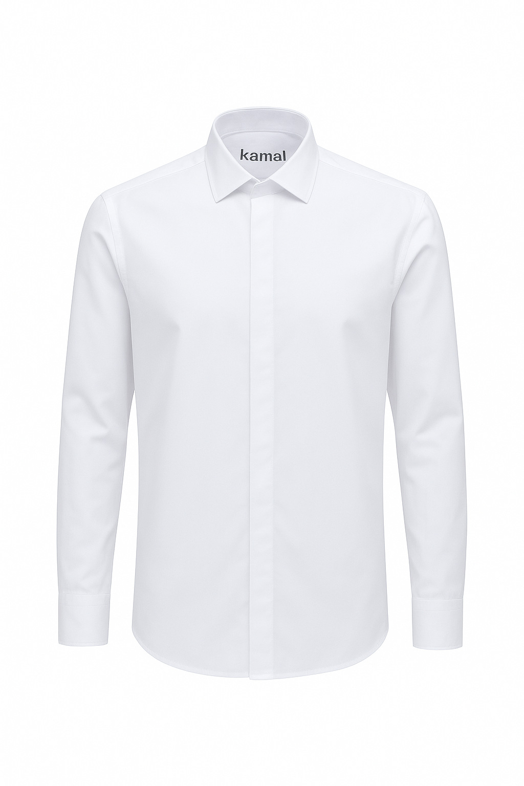 پیراهن مردانه سفید ساده دکمه مخفی، جنس دوشین، سایز M تا 3XL – مناسب استایل رسمی و روزمره