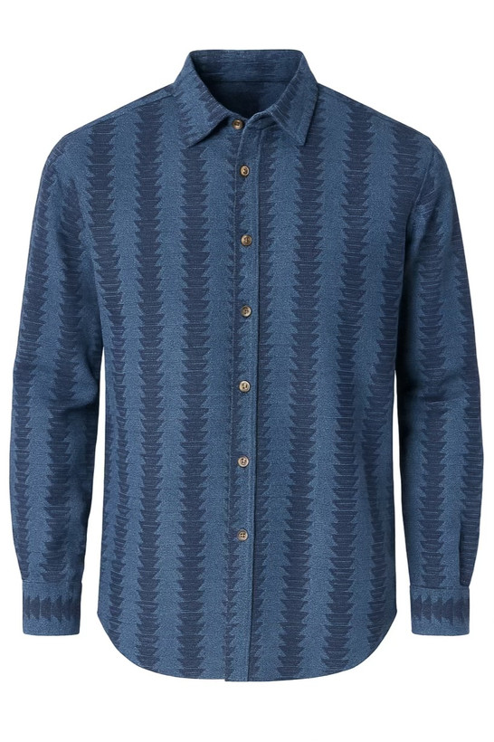 پیراهن مردانه آستین بلند کنفی چاپی با سایزبندی M تا 3XL – مناسب استایل کژوال و تابستانی