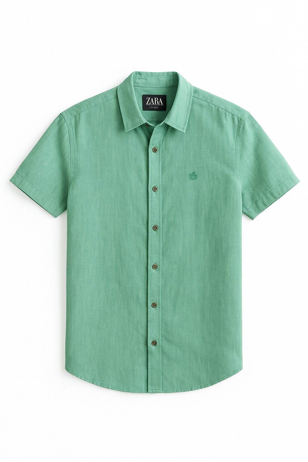 پیراهن پنبه‌ای مردانه طرح‌دار سبز پسته‌ای، مناسب استایل روزمره و رسمی با دوخت تمیز و باکیفیت