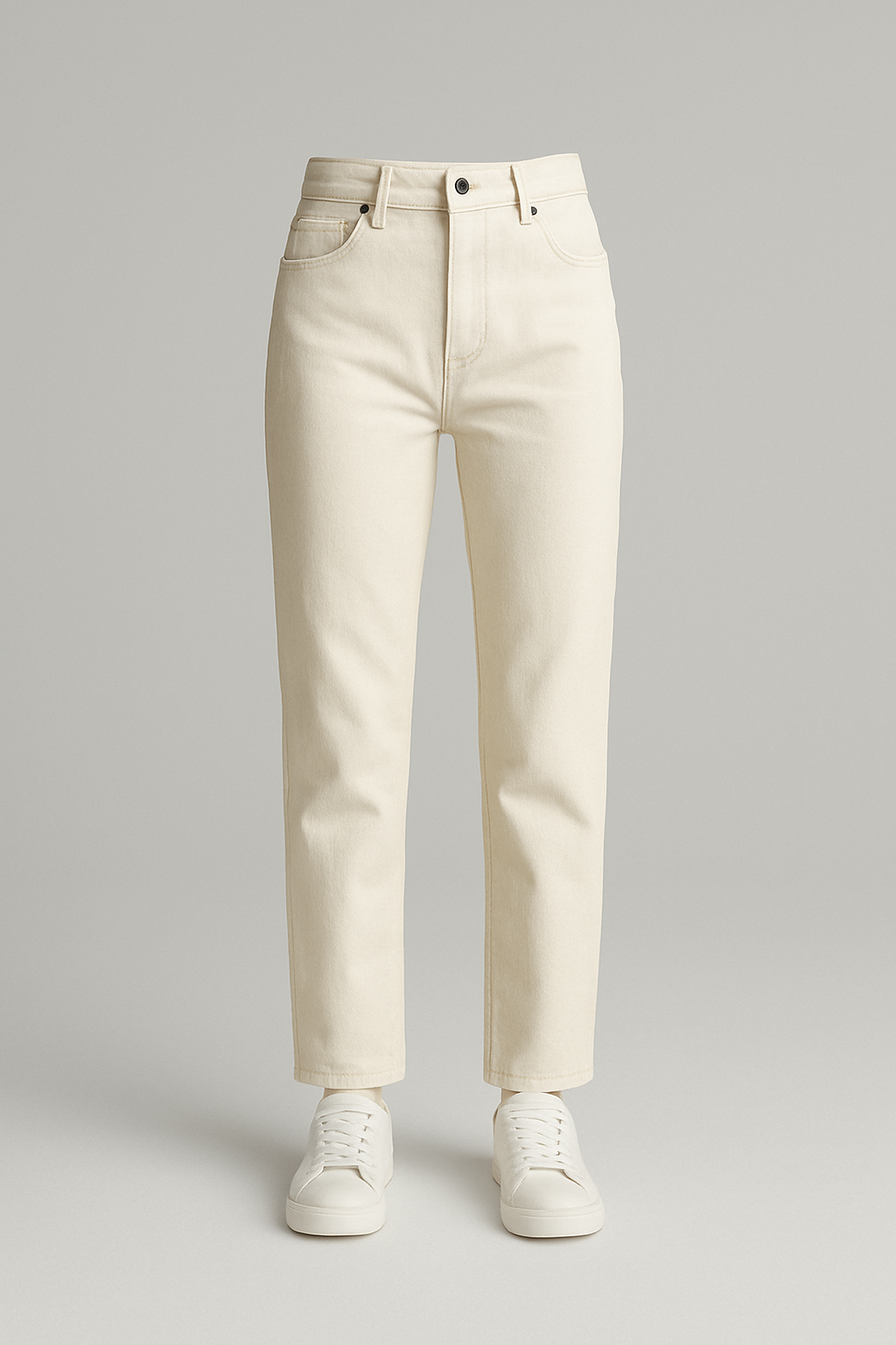 شلوار مام فیت مردانه کرم و سفید – استایل آزاد و راحت