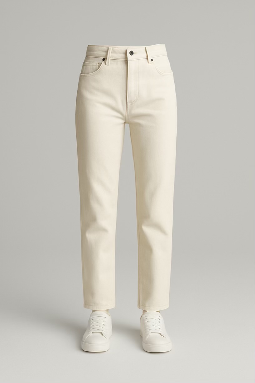 شلوار مام فیت مردانه کرم و سفید – استایل آزاد و راحت