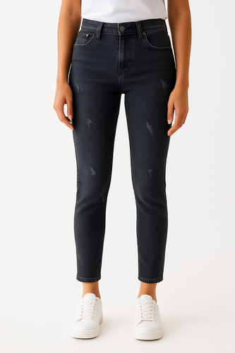 شلوار جین ذغالی زنانه اسکینی با پارچه کشی راحت