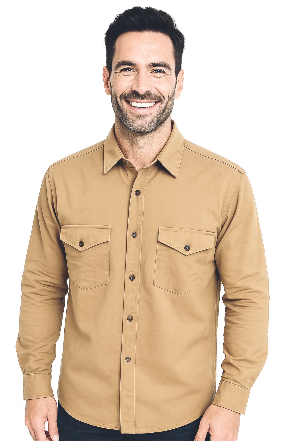 پیراهن کتان مردانه  با دو جیب روی سینه، مناسب استایل روزمره و رسمی