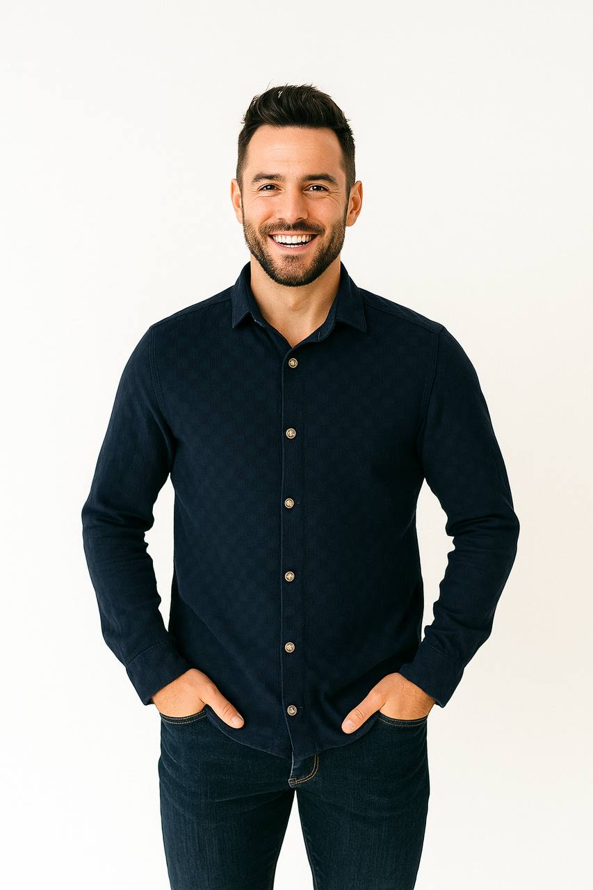 پیراهن بیسکوییتی مردانه آستین بلند شیک و خوش‌دوخت مناسب استایل رسمی و روزمره