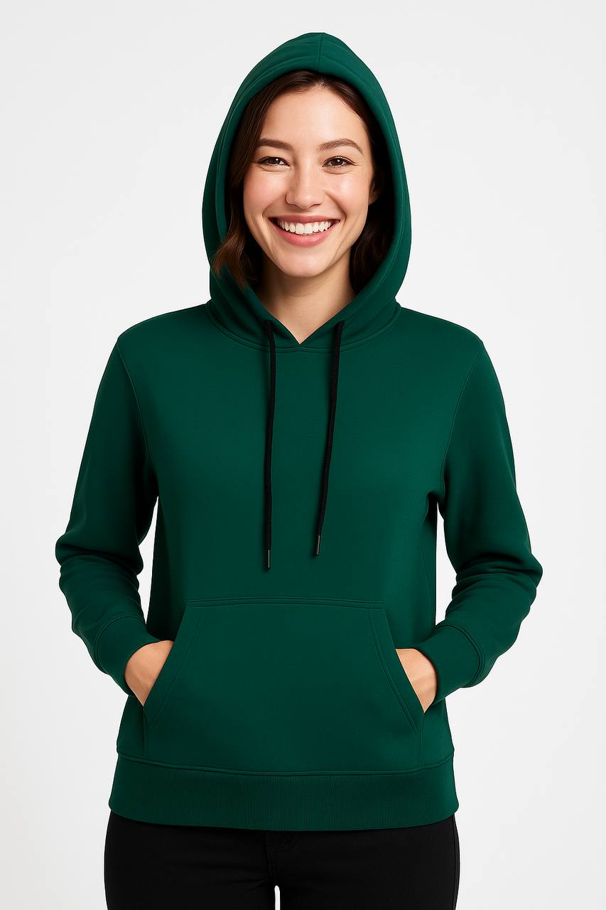 هودی اسپرت زنانه دورس دو‌نخ مشکی | هودی پاییزی گرم و راحت | پوشاک زنانه