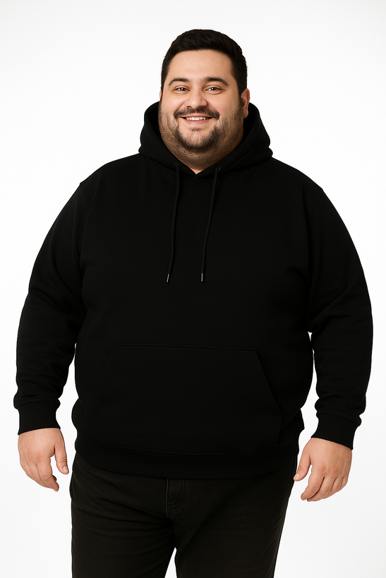 هودی مردانه سایز بزرگ دورس دونخ مشکی با کلاه و جیب کانگورویی، مناسب استایل اسپرت و زمستانی