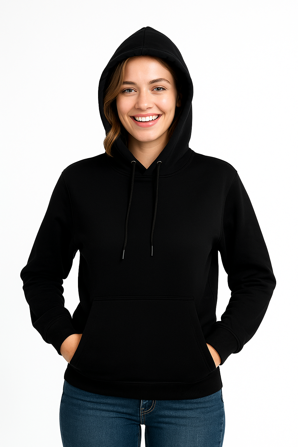 هودی اسپرت زنانه دورس دو‌نخ مشکی | هودی پاییزی گرم و راحت | پوشاک زنانه