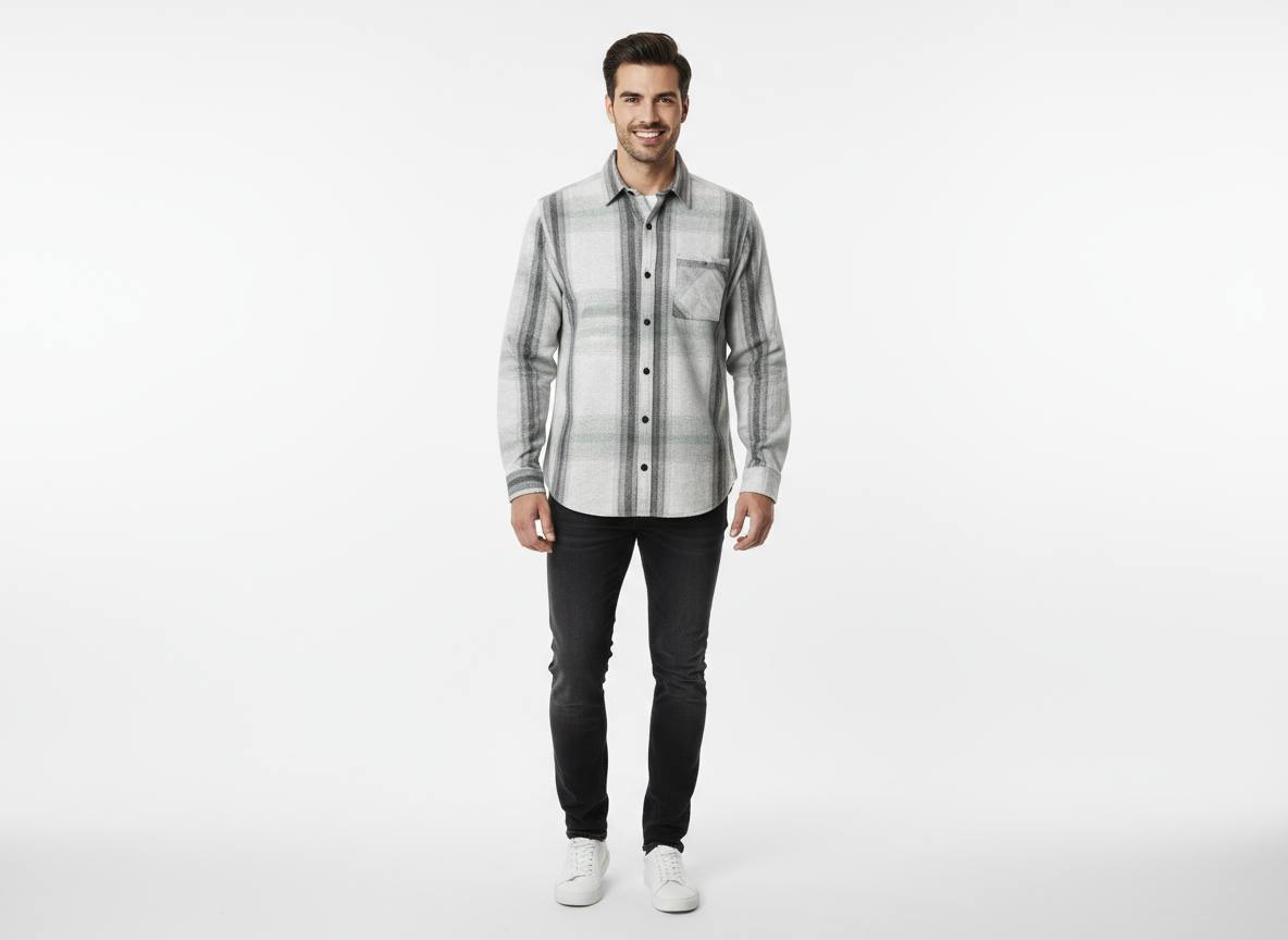 پیراهن کشمیر مردانه دو جیبه گرم با طرح چهارخانه کلاسیک مناسب زمستان