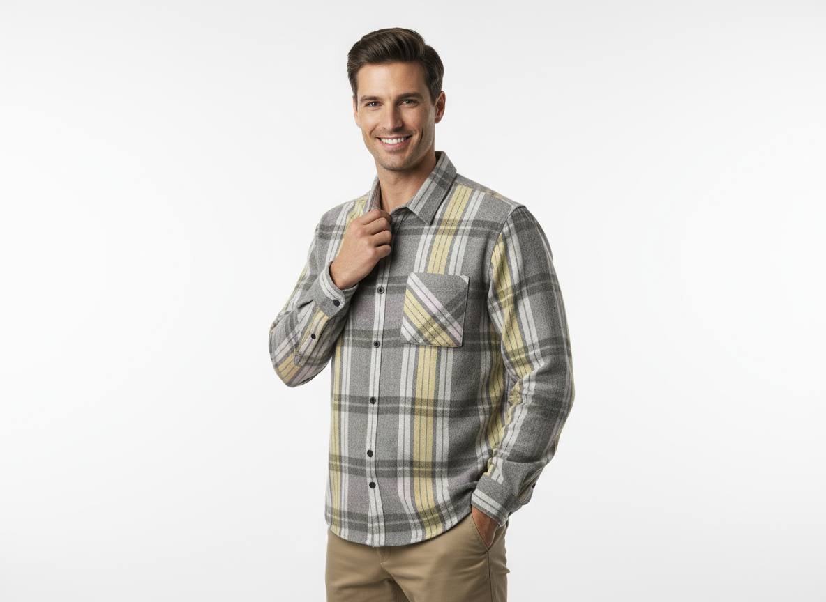 پیراهن کشمیر مردانه دو جیبه گرم با طرح چهارخانه کلاسیک مناسب زمستان