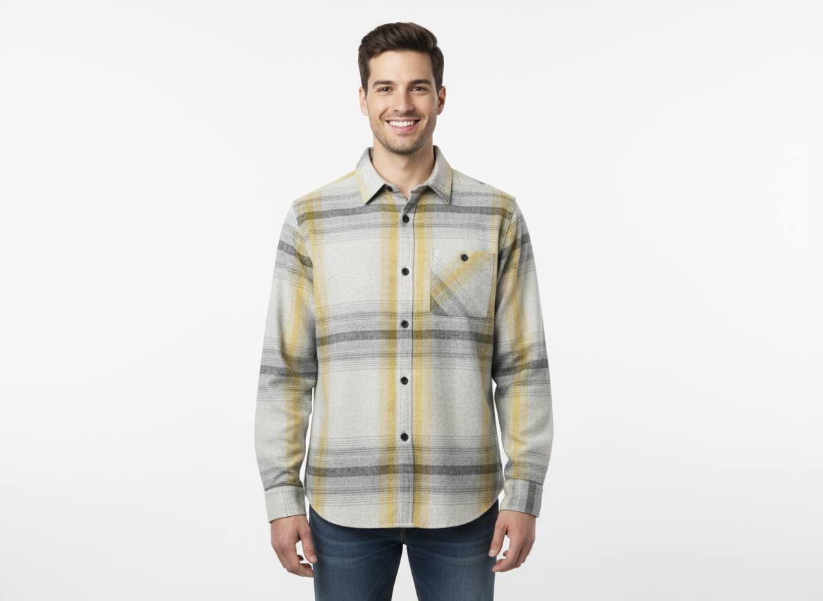 پیراهن کشمیر مردانه دو جیبه گرم با طرح چهارخانه کلاسیک مناسب زمستان