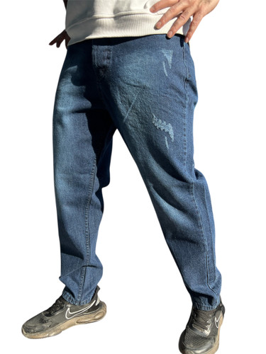 • شلوار مام فیت مردانه آبی نفتی شستخورده کد 331 سایز ۴۲ تا