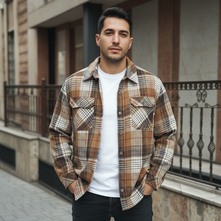 پیراهن کشمیر مردانه گرم با پارچه باکیفیت مناسب هوای سرد