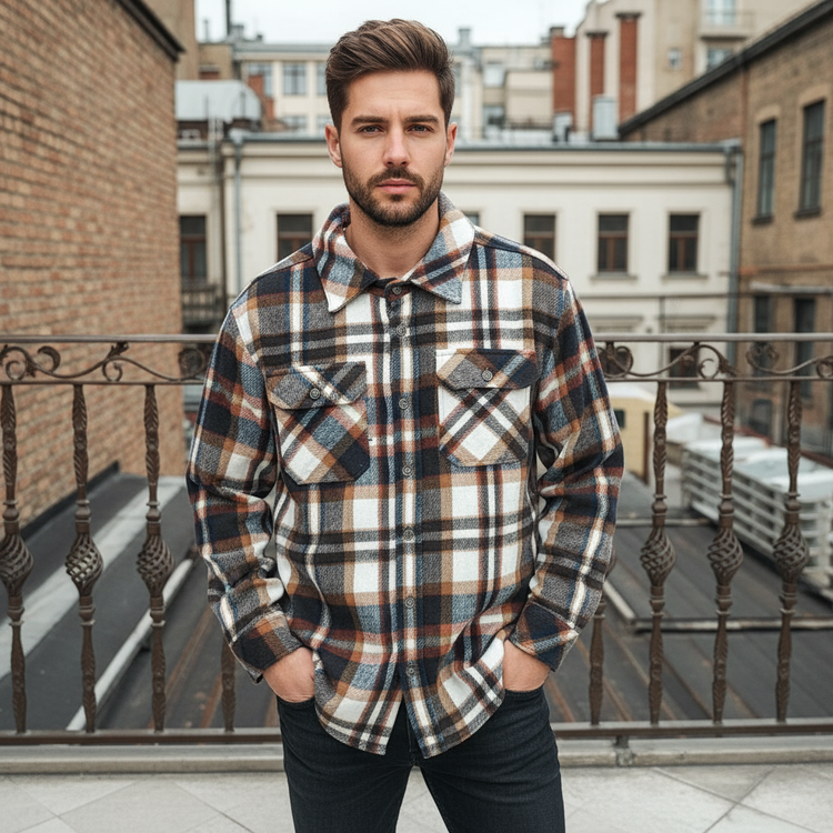 پیراهن کشمیر مردانه گرم با پارچه باکیفیت مناسب هوای سرد