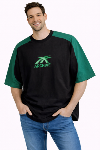 تیشرت مردانه ARCHIVE قواره باکسی از جنس پنبه درجه یک با تنخور آزاد در چهار رنگ سایز L XL XXL