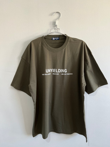 تیشرت پنبهای مردانه سایز بزرگ 4XL و 5XL رنگ سبز زیتونی