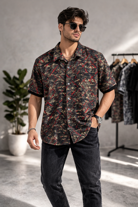 پیراهن هاوایی مردانه خنک طرحدار تابستانی در چهار طرح مختلف
