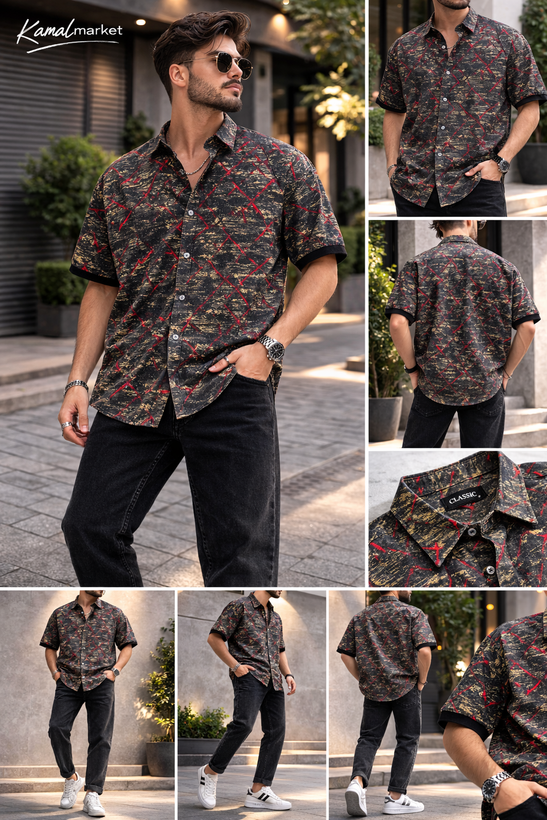 پیراهن هاوایی مردانه خنک طرحدار تابستانی در چهار طرح مختلف